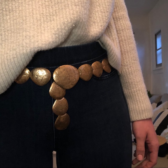 Vintage Accessories - Vintage • Gold Leaf Detailed Belt
